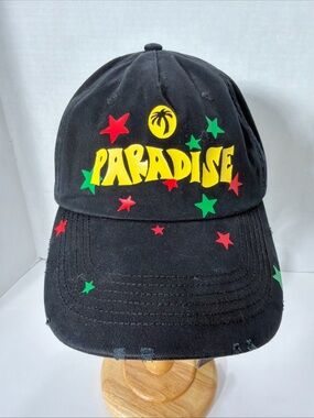 Palm Angels PARADISE PALM CAP O/S Black Yellow NEW NWT